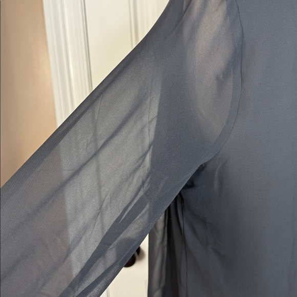 JM Collection Black Sheer Faux Wrap Overlay Blouse Sz L - Picture 4 of 10